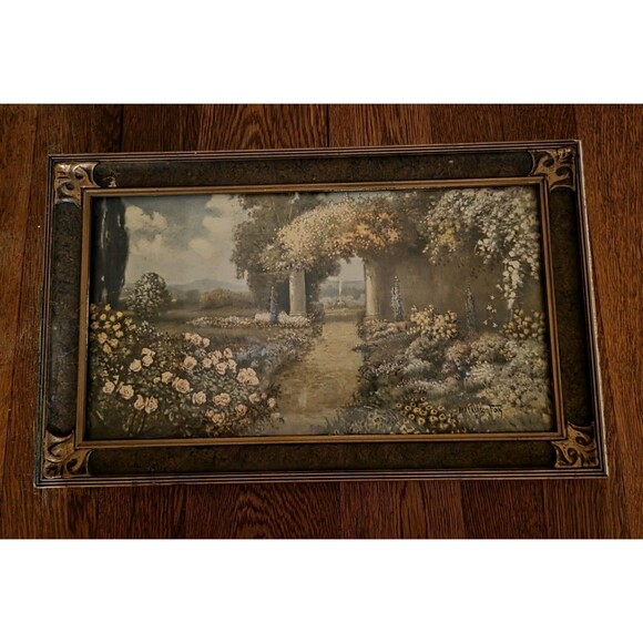 Vintage R Atkinson Fox Framed Print "Garden of Love" - Picture 1 of 7